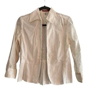 Anne Klein White Eyelet Cropped Jacket, size 6